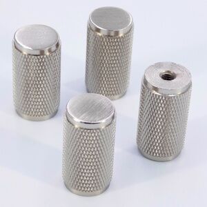 Silver Brass Knurled - Brass Knob, Knurled Cabinet Handles, silver knob set of 2